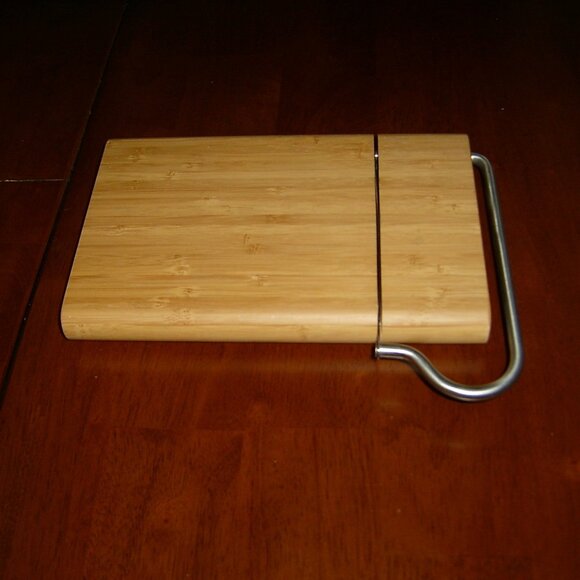 Bamboo Cheese Board with Stainless Steel Blade (Cheese Slicer), VGUC - Picture 1 of 3